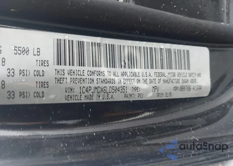 2020 Jeep Cherokee Limited 4X4 из США, поврежденный, VIN 1C4PJMDX6LD504351